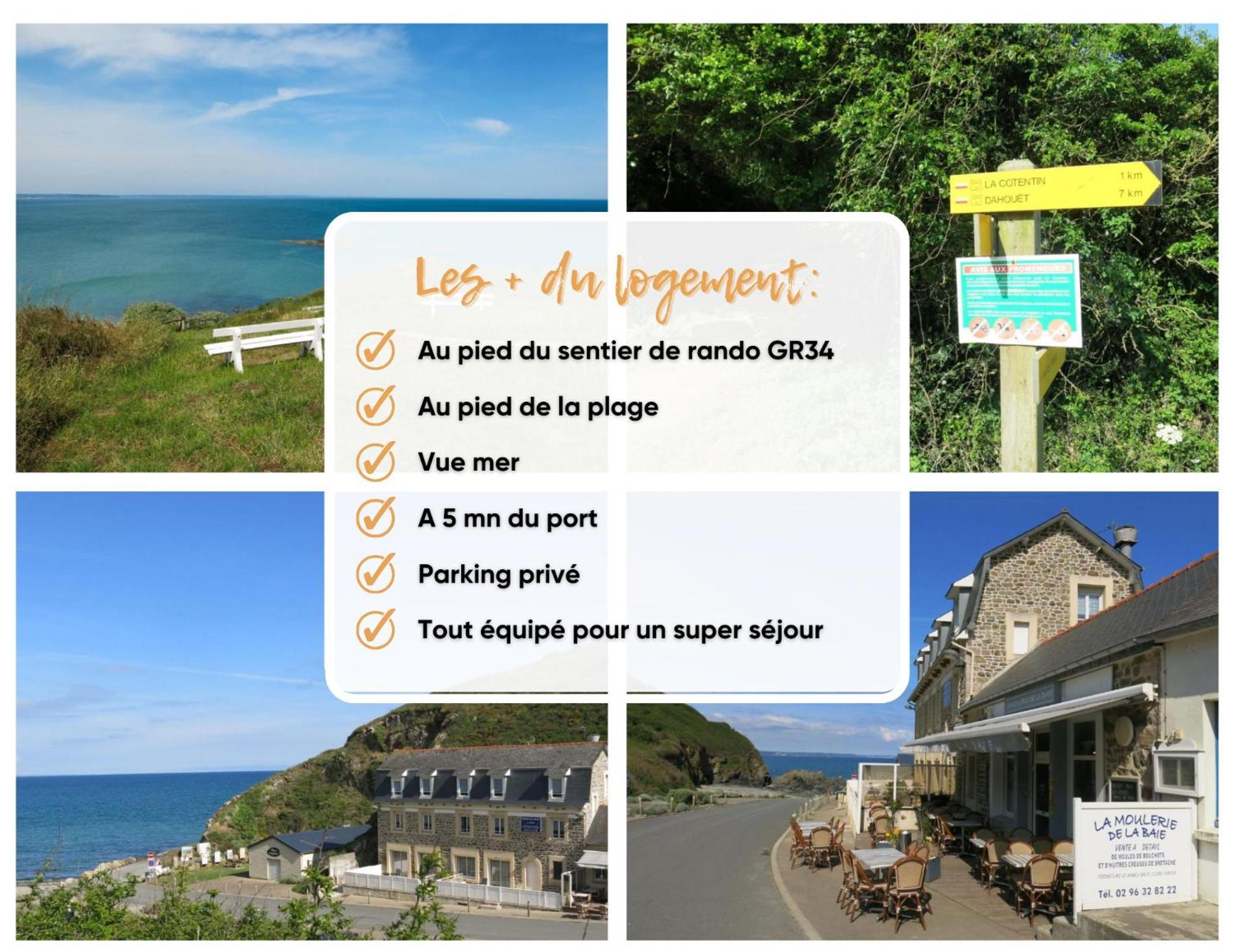Appart Vue Mer-Au Pied Du Chemin De Randonnee " Bassan" Planguenoual Extérieur photo